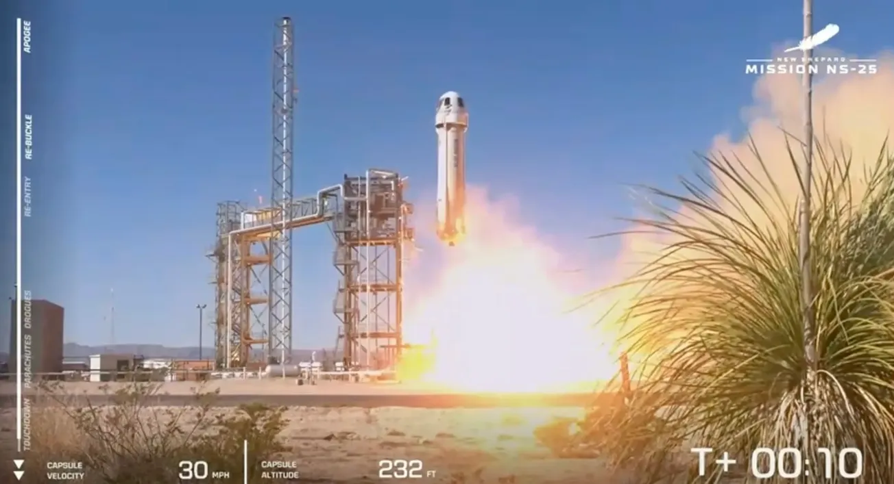 Blue Origin lancia con successo la sua prima missione con equipaggio dal 2022