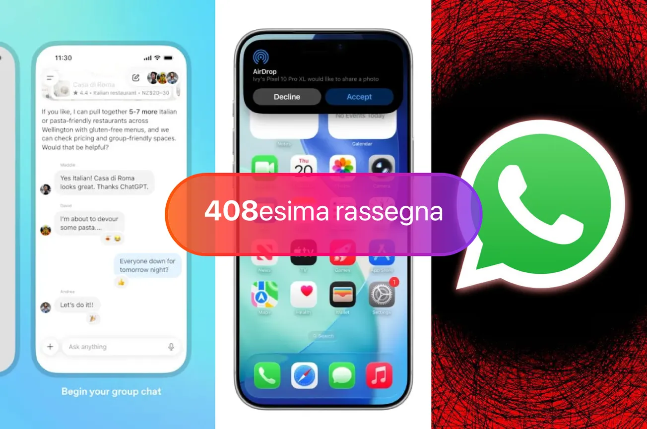 ChatGPT Group in Italia, Android e AirDrop comunicano, Grave falla su WhatsApp
